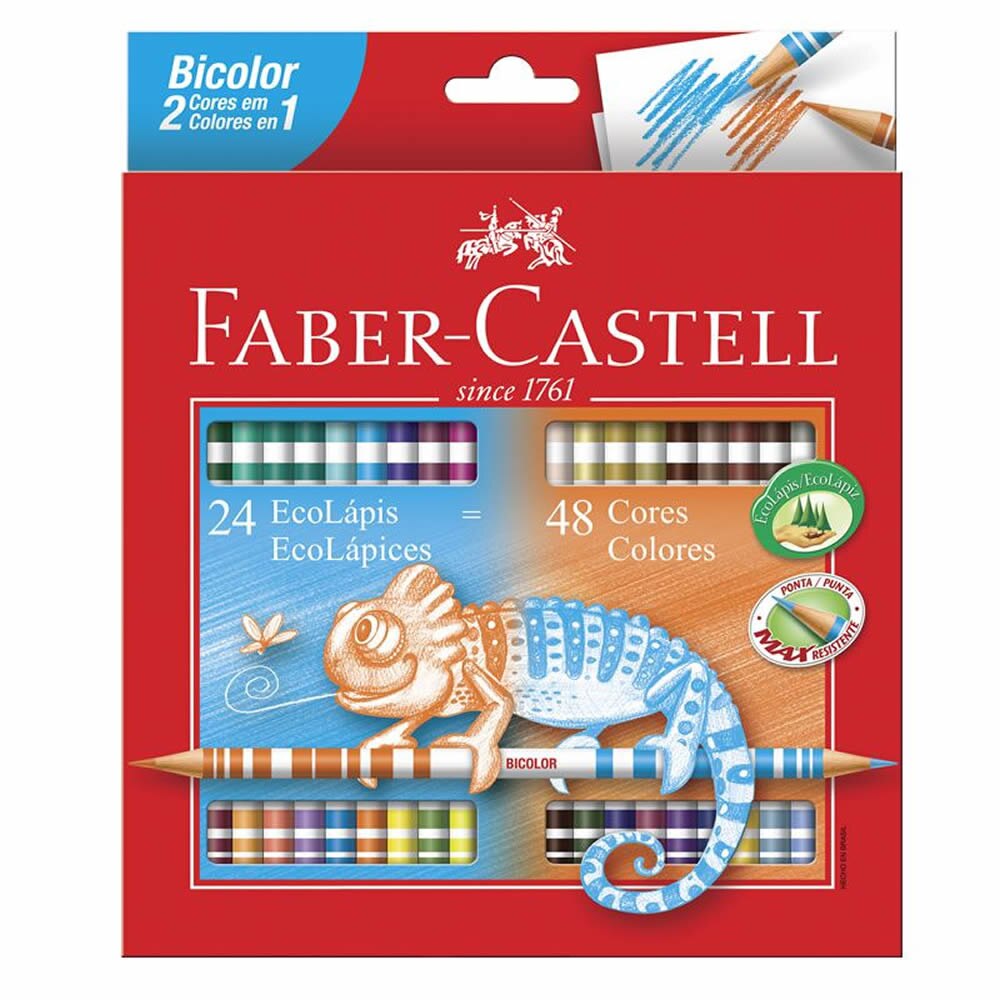 Lápis de Cor Bicolor 48 Cores 24 Lápis Faber-Castell
