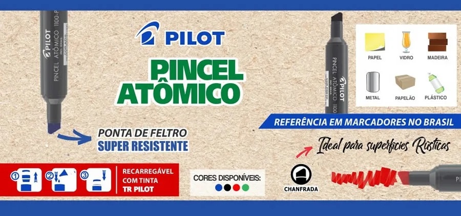 Pincel Atômico Preto 1100-P 12 Unidades Pilot