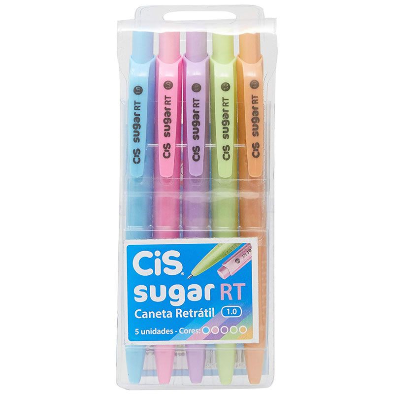 Caneta Esferográfica CiS Sugar 5 Cores Tons Pastel