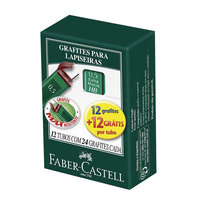 Grafite 0.5mm HB Fino 12 Tubos Faber-Castell