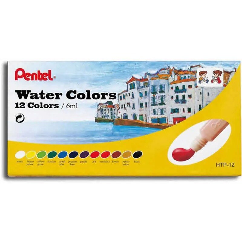 Tinta Aquarela Pentel 12 Cores Water Colors