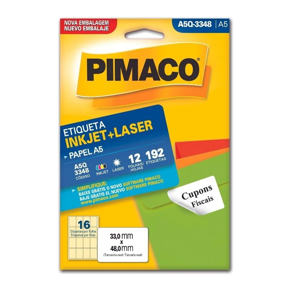 Etiqueta Pimaco Inkjet + Laser - A5Q-3348