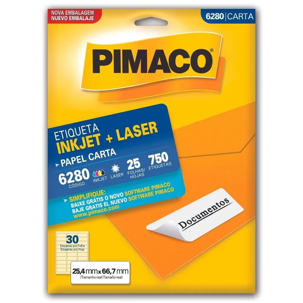 Etiqueta Pimaco Inkjet + Laser - 6280