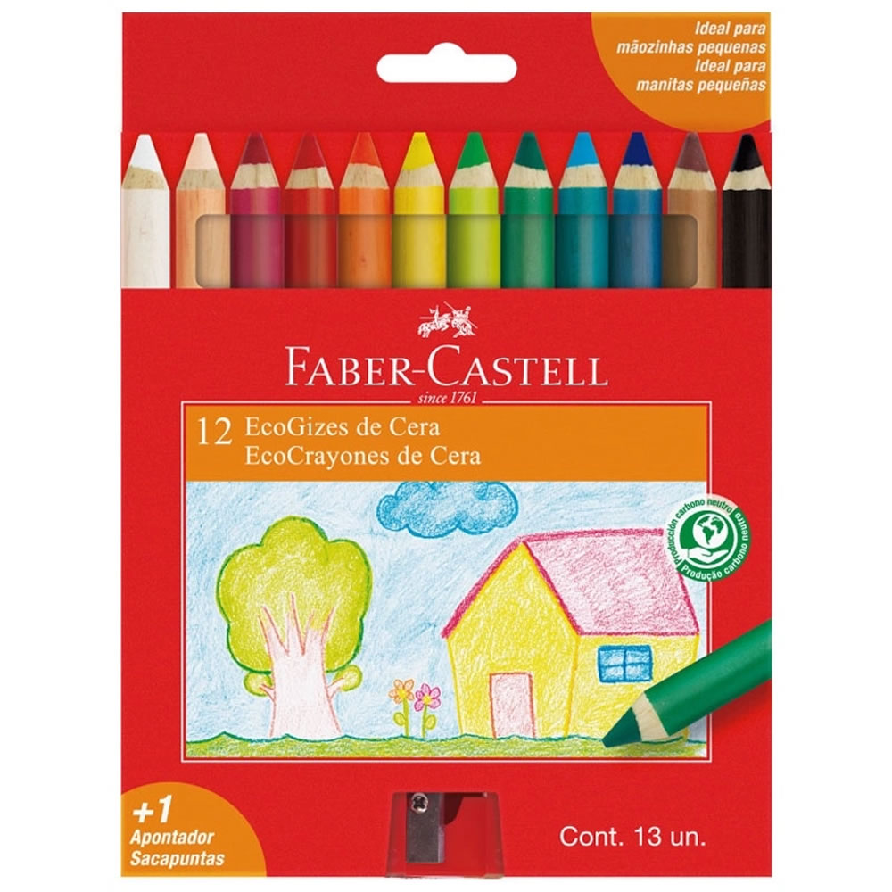 Giz de Cera Faber-Castell Ecogiz 12 Cores