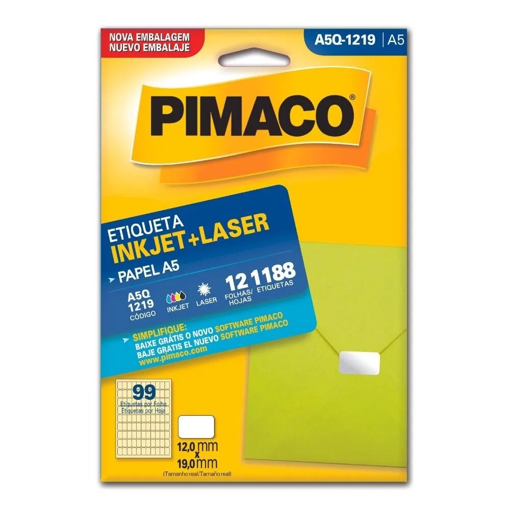 Etiqueta Pimaco Inkjet + Laser - A5Q-1219