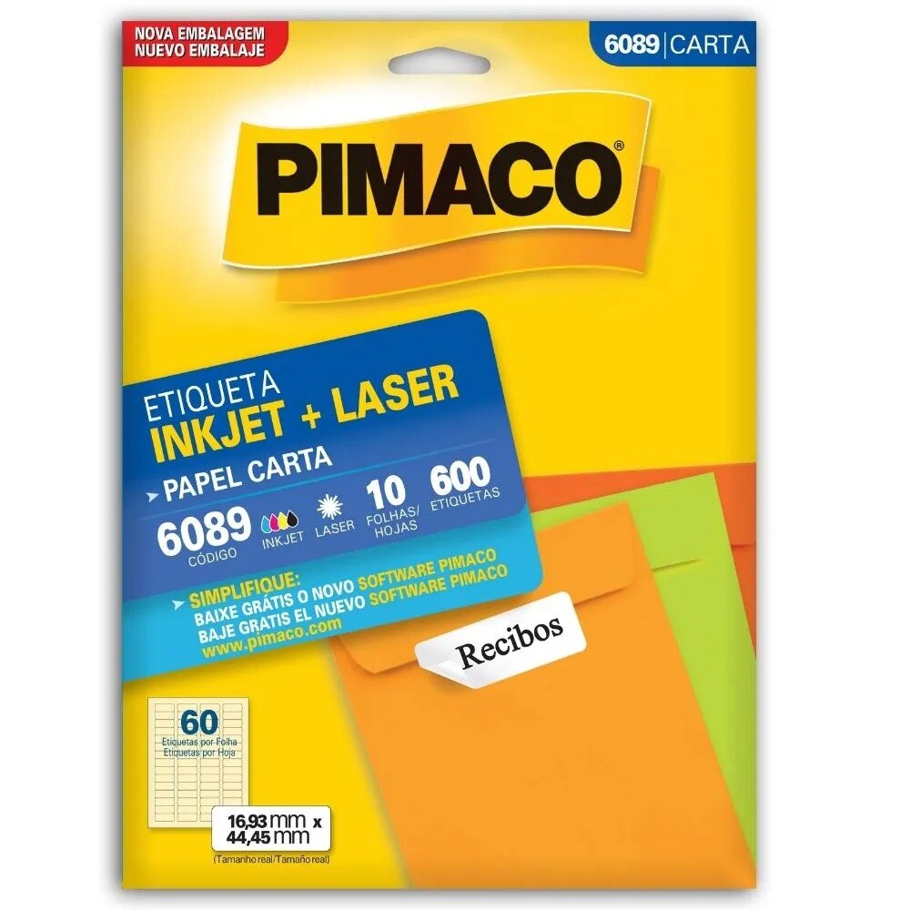 Etiqueta Pimaco Inkjet + Laser - 6089