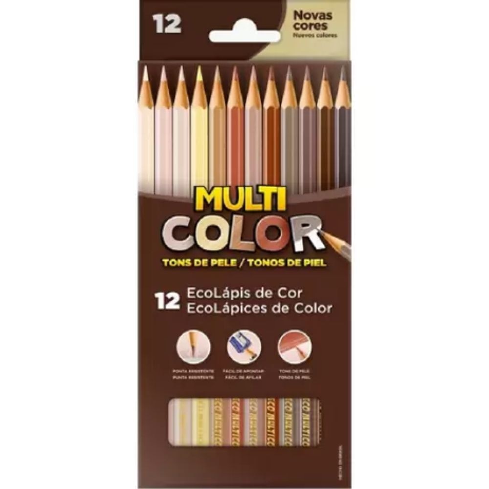 Lápis de Cor Tons de Pele Multicolor Super 12 Cores Faber-Castell