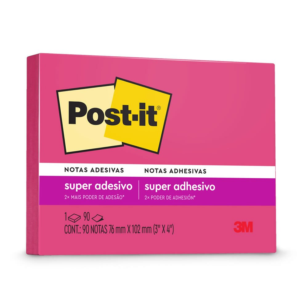 Post-It 3M 657 76mm X 102mm Neon Rosa 90 Folhas