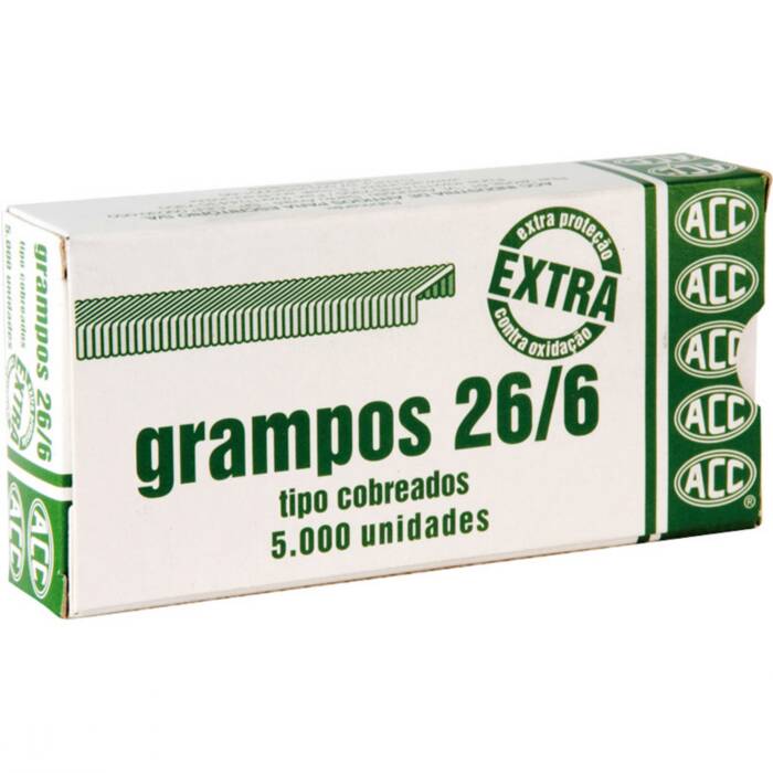 Grampo 26/6 Aço Cobreado Extra 5000 Unidades ACC
