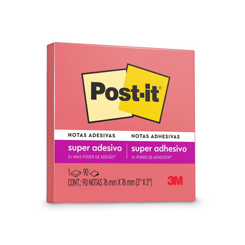 Post-It 3M 654 76mm X 76mm Rosa Poppy 90 Fls