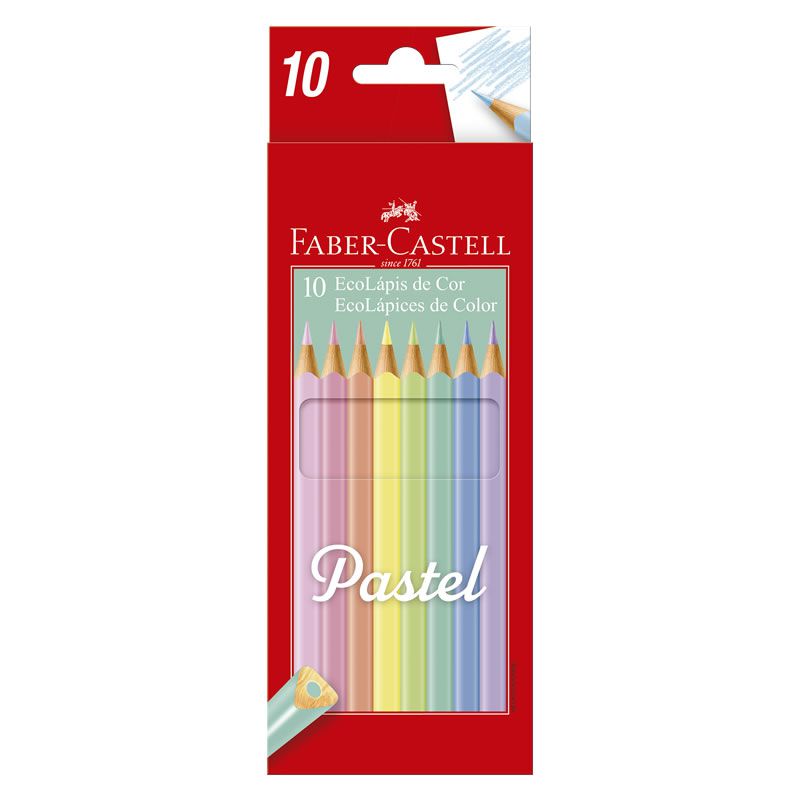Lápis de Cor Faber-Castell 10 Cores Tons Pastel