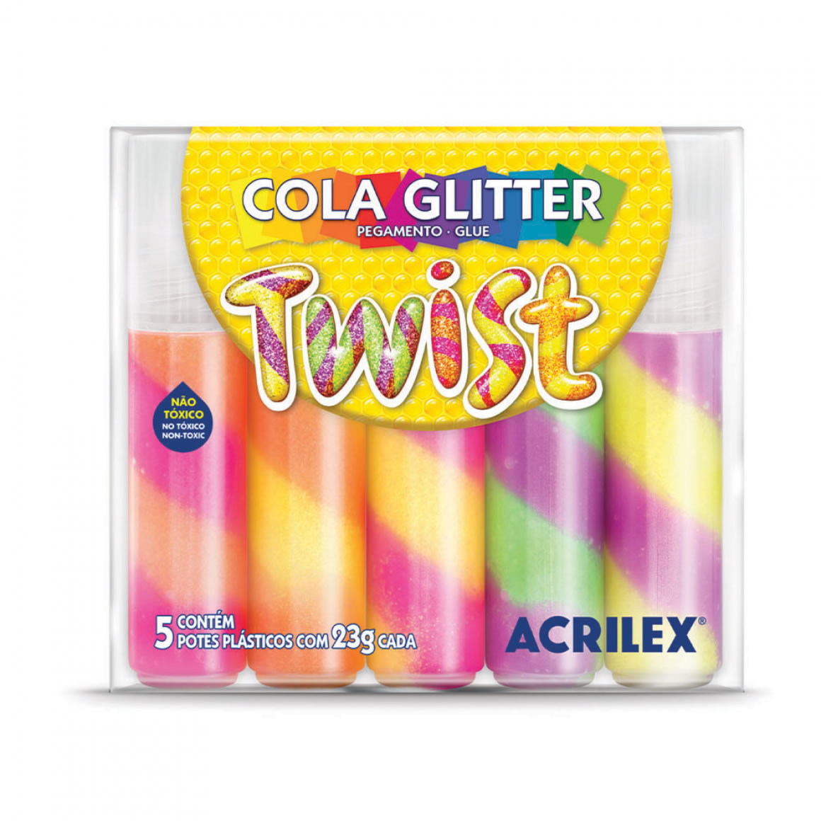 Cola Com Glitter Twist 5 Cores Acrilex