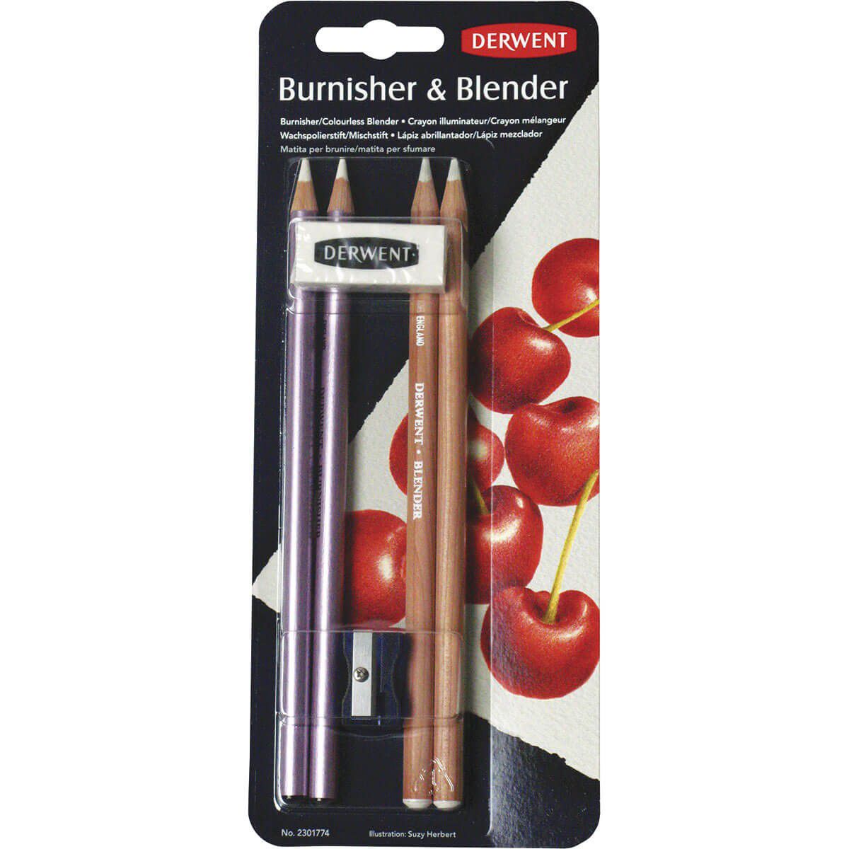 kit Lápis Blender e Burnisher Derwent + Apontador + Borracha