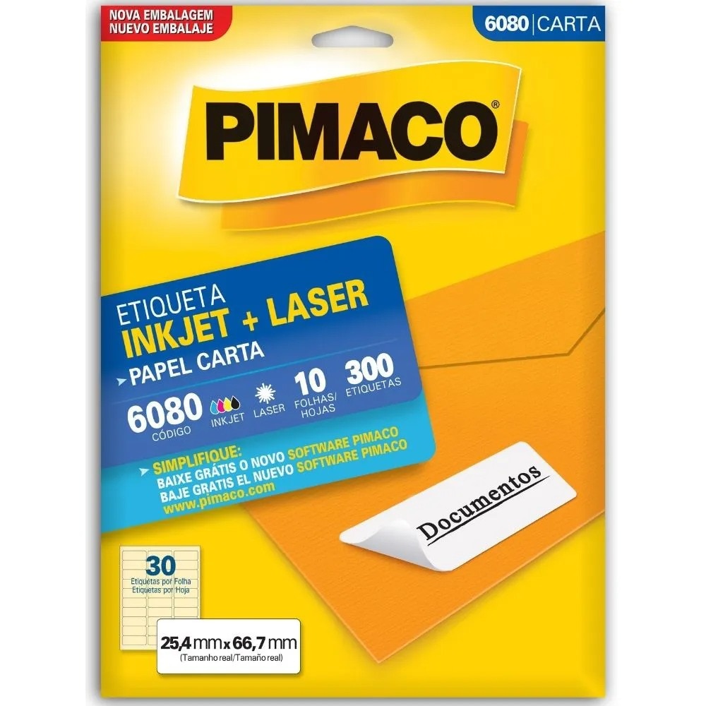 Etiqueta Pimaco Inkjet + Laser - 6080