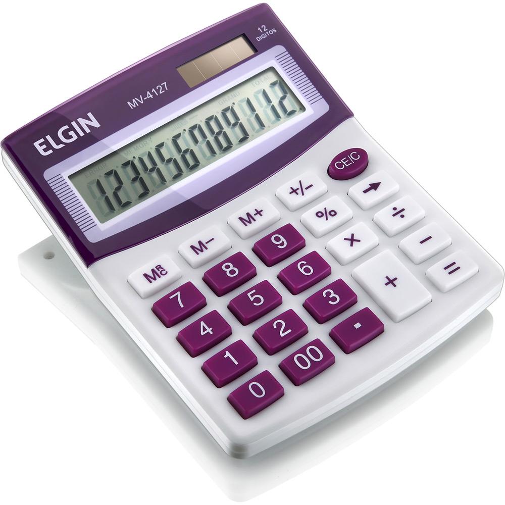 Calculadora de Mesa 12 Dígitos Roxa MV4127 Elgin