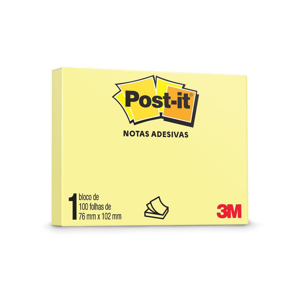 Bloco de Notas Adesivas Post-it® Amarelo 76mm x 102mm 100 Folhas