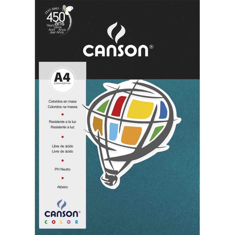 Papel Canson Color Mar do Caribe 180G A4 10 Fls