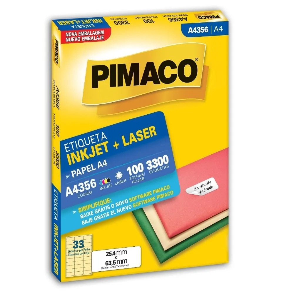 Etiqueta Pimaco Inkjet + Laser - A4356