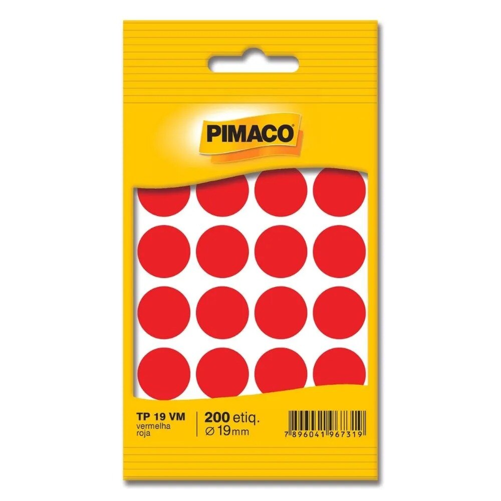 Etiqueta Pimaco Tp 19 Vm Vermelha Redonda