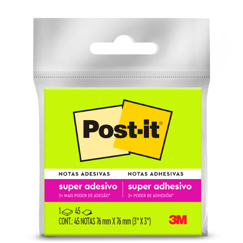 Bloco de Notas Super Adesivas Post-it® Verde 76mm x 76mm 45 Fls