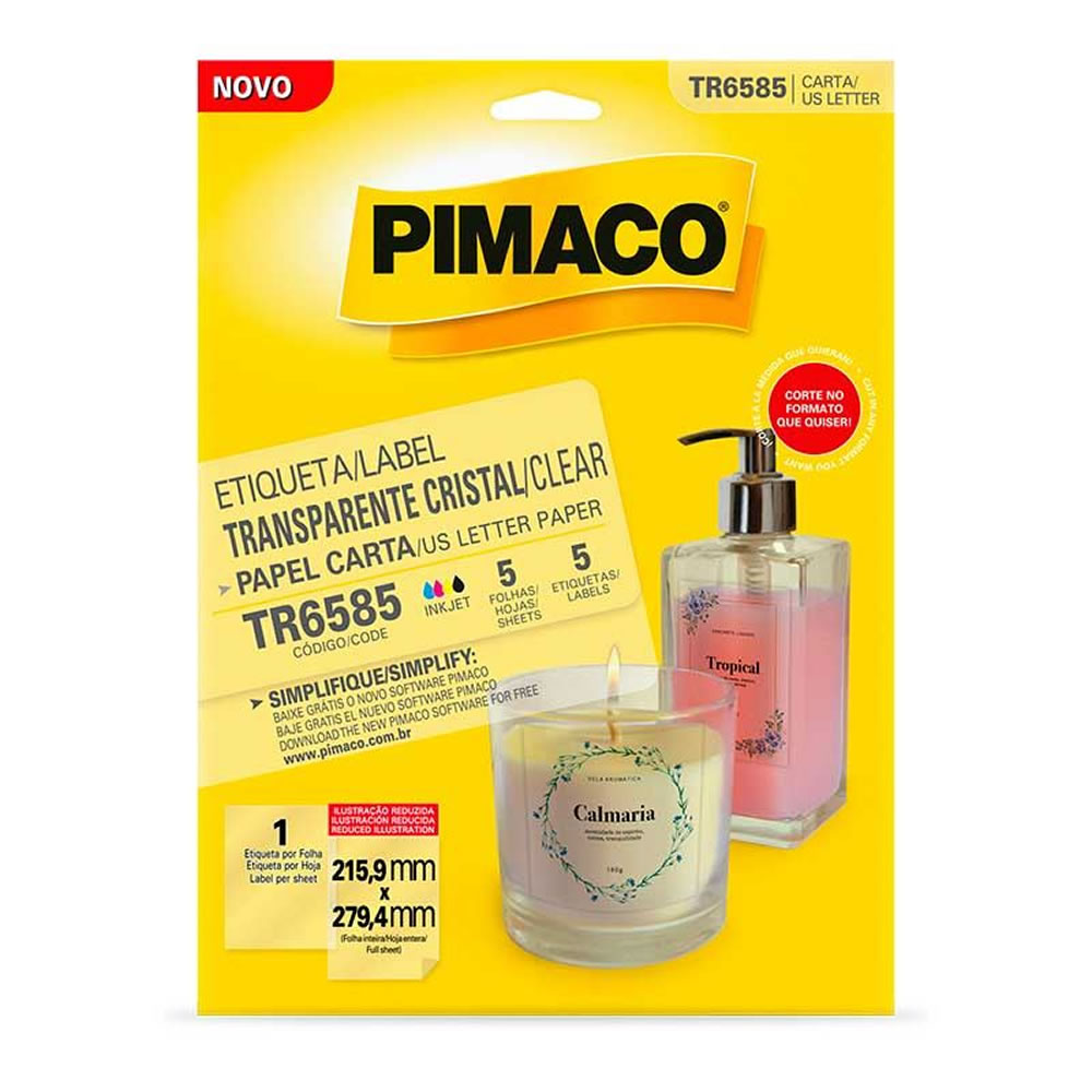 Etiqueta Pimaco Autoadesiva Transparente Cristal 66mm,7 X 25,4mm TR6585