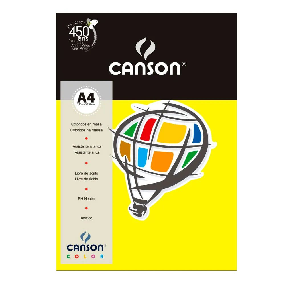 Papel Canson Color Amarelo Canário 180G A4 10 Fls