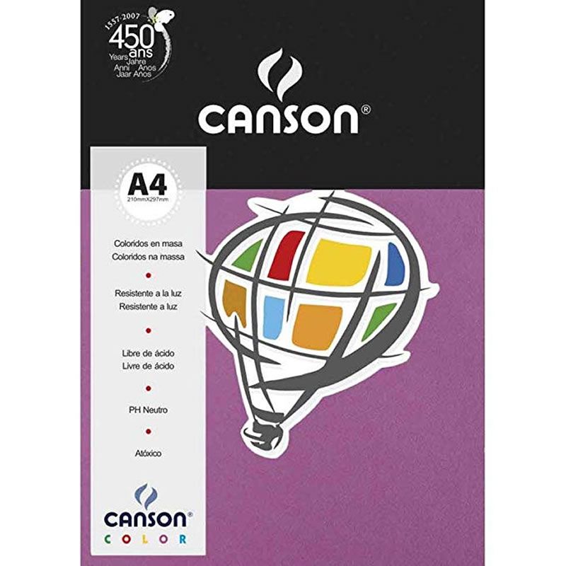 Papel Canson Color Malva 180G A4 10 Fls