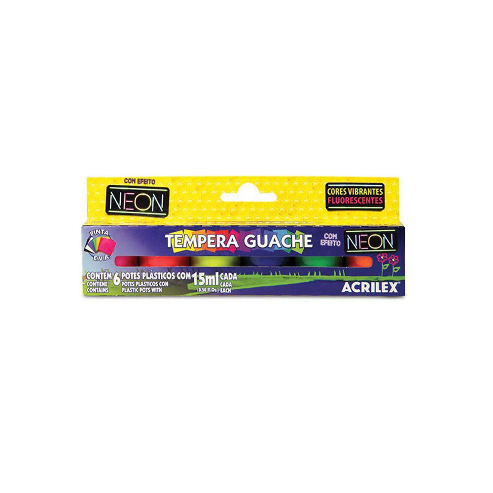 Tinta Guache 15ml 6 Cores Neon Acrilex