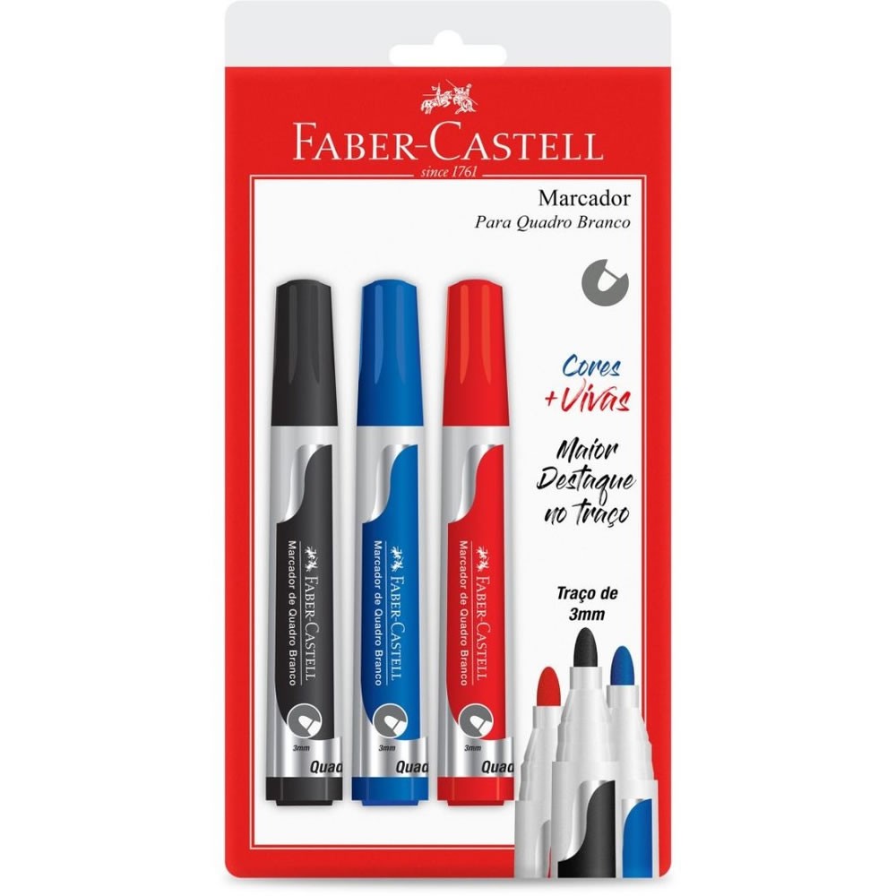 Pincel Para Quadro Branco Faber-Castell Kit 3 Cores