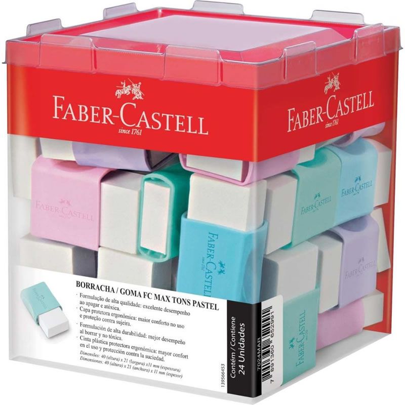Borracha Faber-Castell TK Plast Pequena Tons Pastel 24 Un.