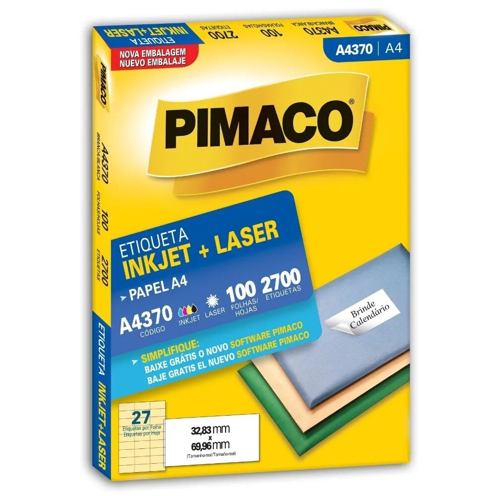 Etiqueta Pimaco Inkjet + Laser - A4370-P
