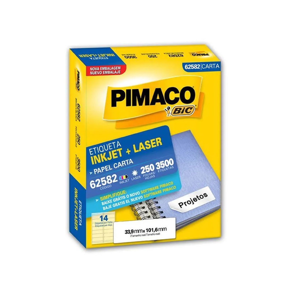 Etiqueta Pimaco Laser 3500 Unidades 33.9X101.6mm 62582