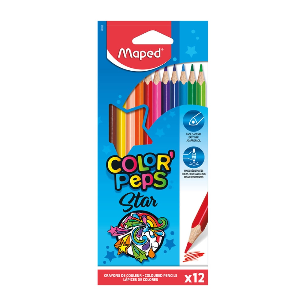 Lápis de Cor Maped 12 Cores Color Peps Star