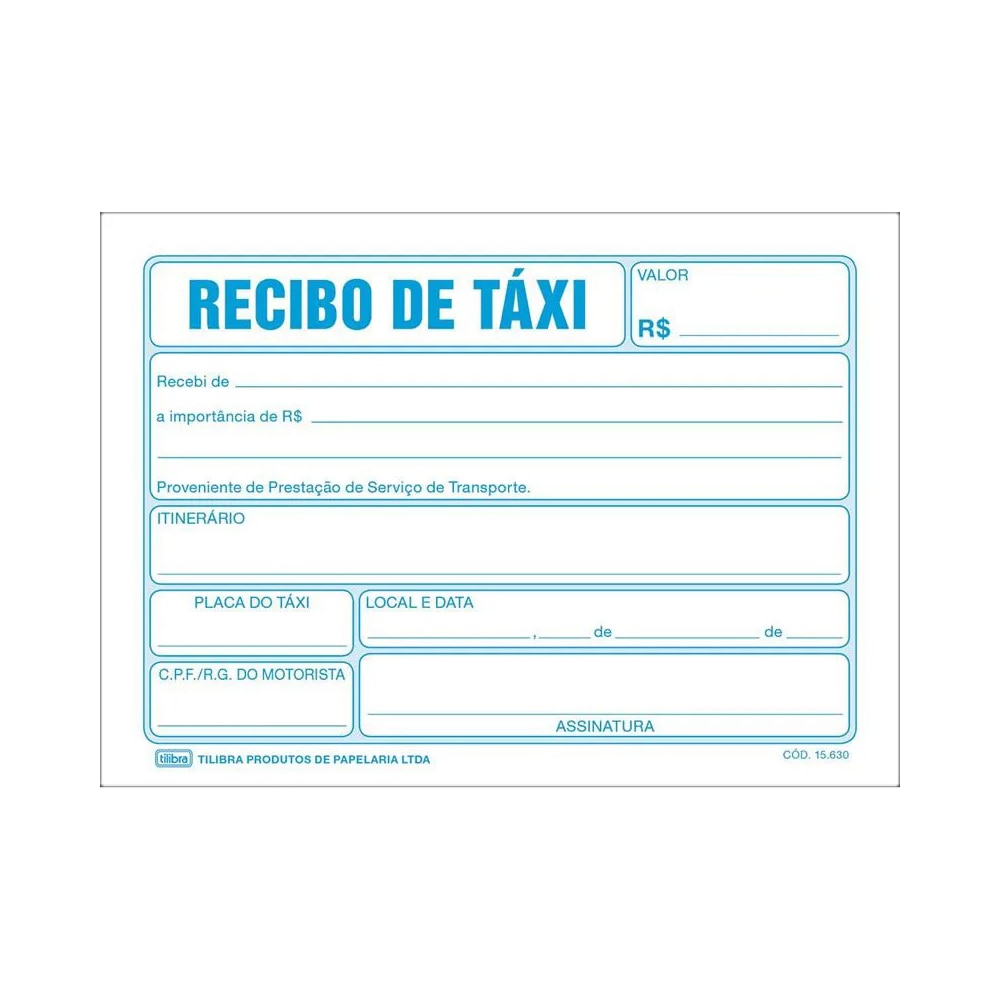 Recibo de Taxi Tilibra 50 Fls