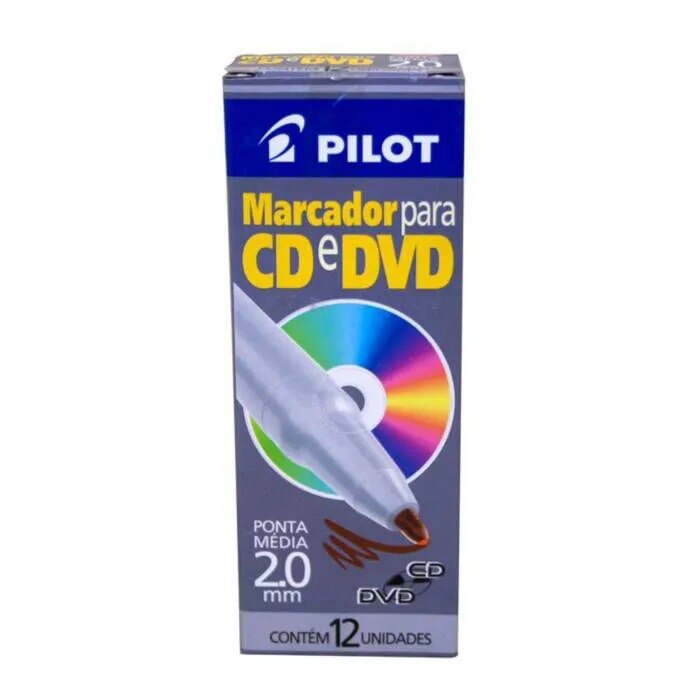 Marcador Permanente Vermelho 2.0mm Para CD / Plástico / Metal / Vidro 12 Un. Pilot