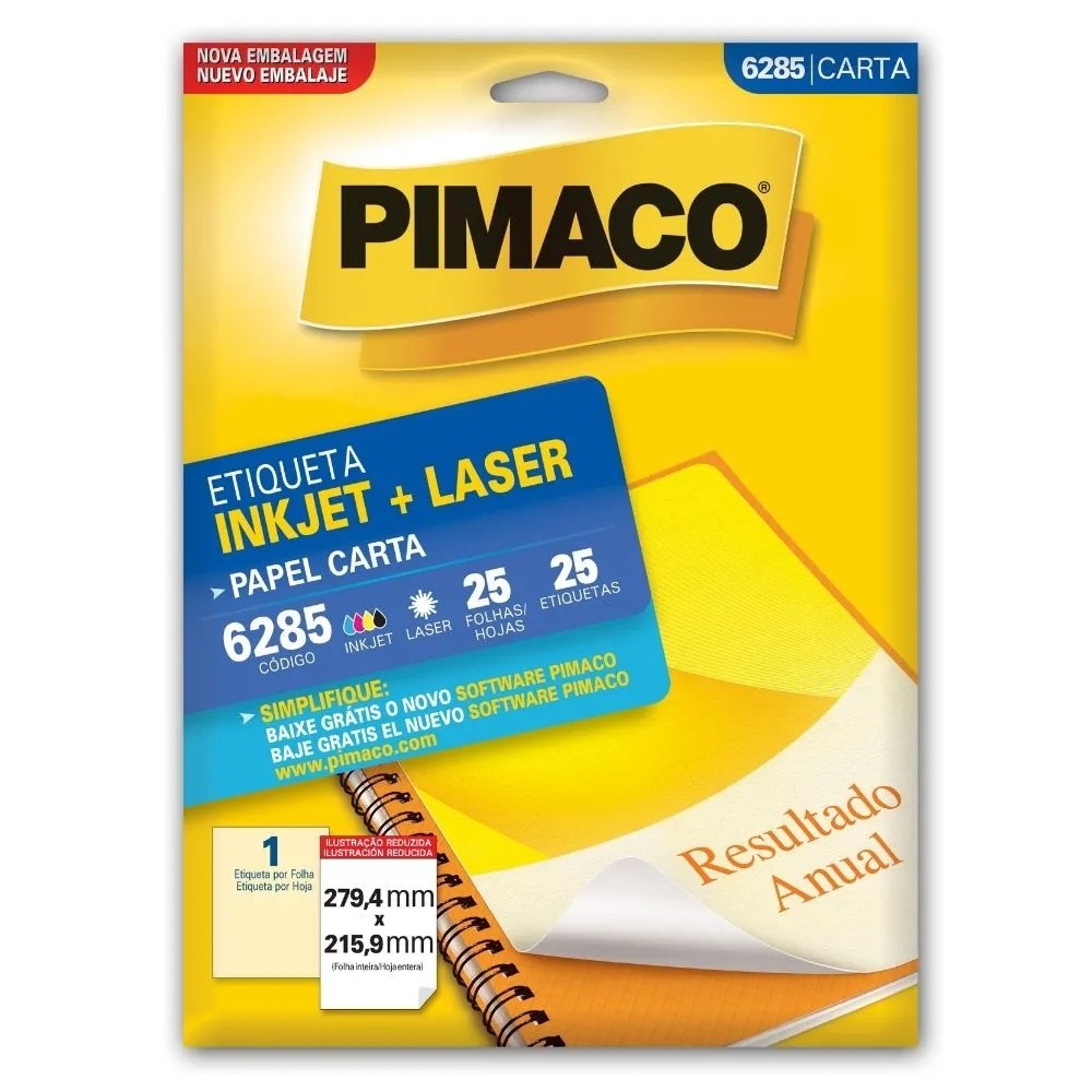 Etiqueta Pimaco Laser 25 Un. 279.4X215.9mm 6285