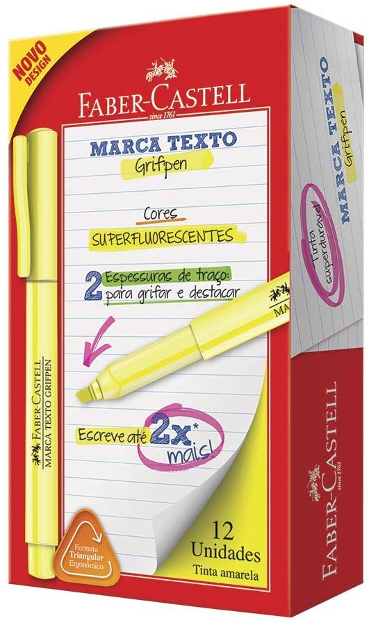 Marcador de Texto Faber-Castell Grifpen Amarelo 12 Un.