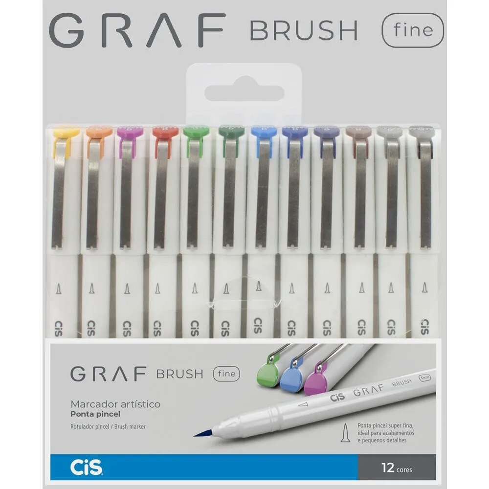 Estojo CiS Marcador Graf Brush Fine 12 Cores