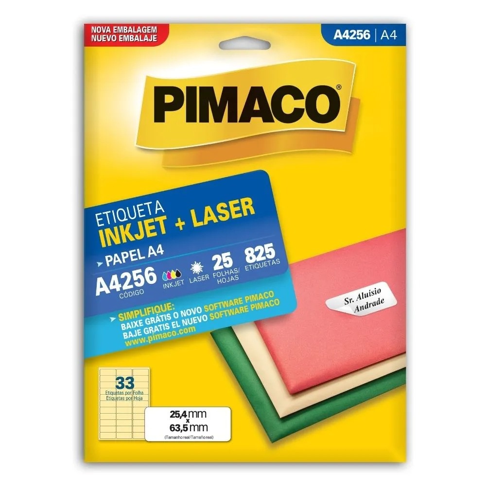 Etiqueta Pimaco Inkjet + Laser - A4256
