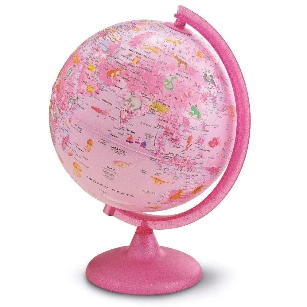 Globo Terrestre 25cm Tecnodidattica GiaComino Pink Zoo Iluminado