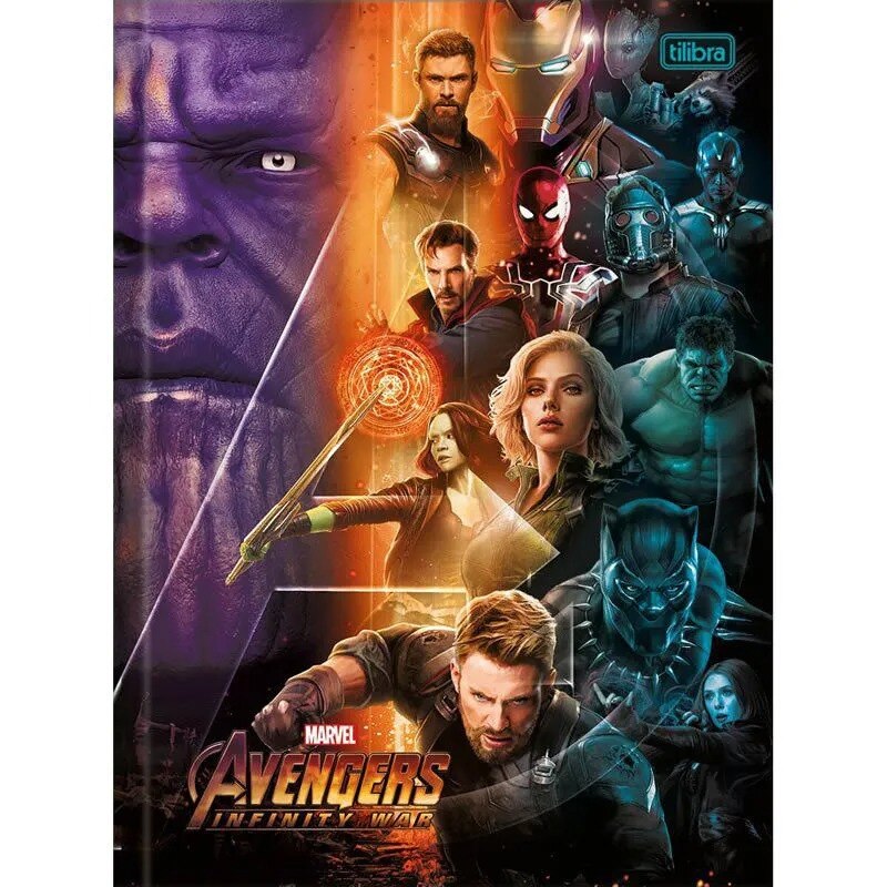 Caderno Tilibra Capa Dura Costurado Universitário 80 Fls Avengers Infinity War
