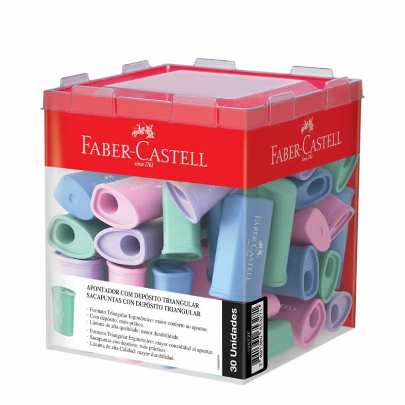 Apontador Com Depósito Faber-Castell Triangular Tons Pastel 30 Un.