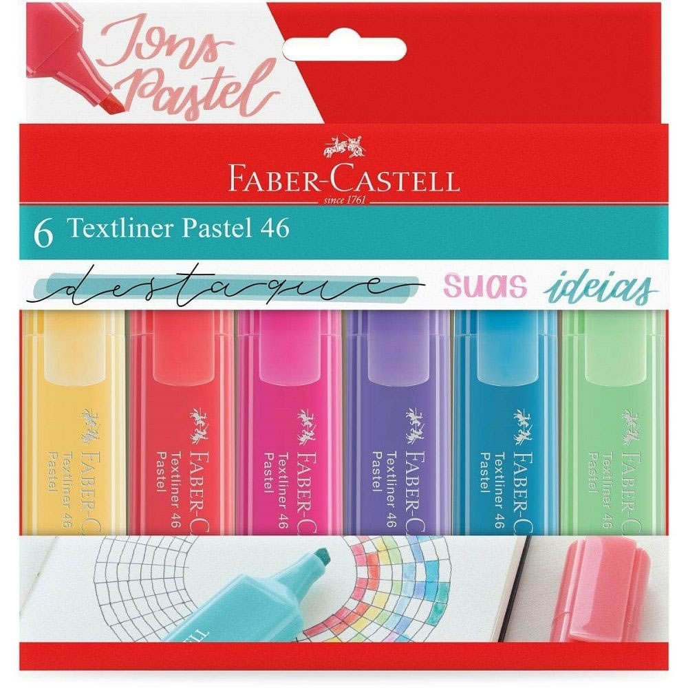 Caneta Marca Texto Faber-Castell Textliner 6 Tons Pastel