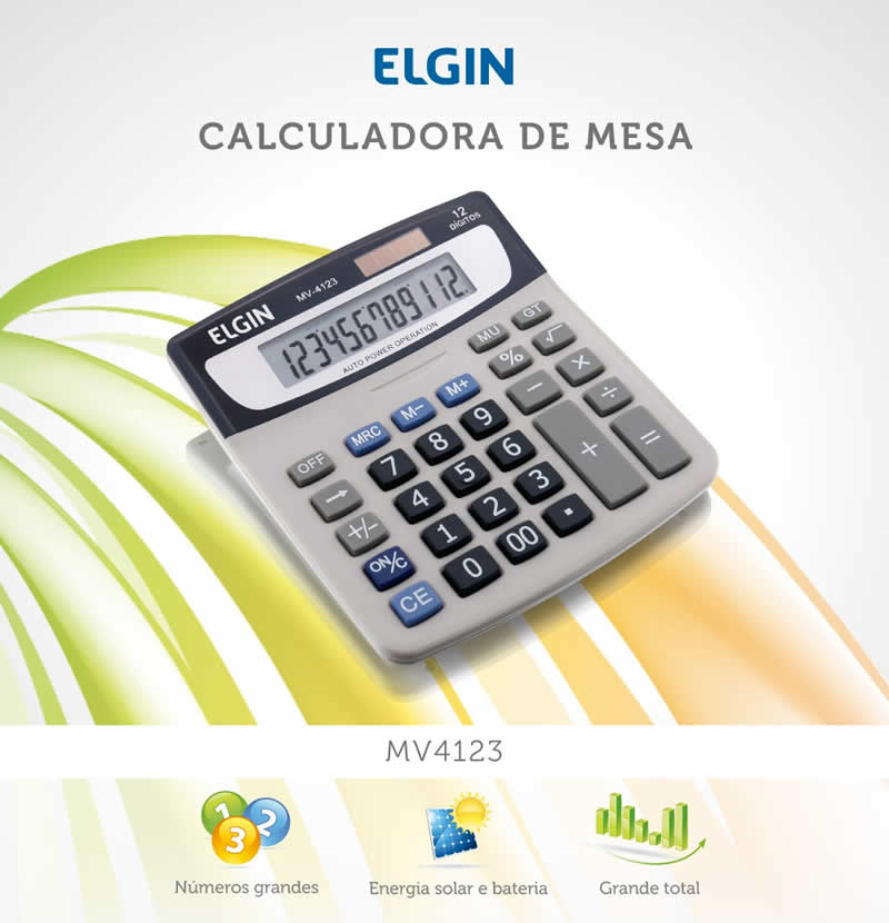 Calculadora de Mesa 12 Dígitos MV4123 Elgin
