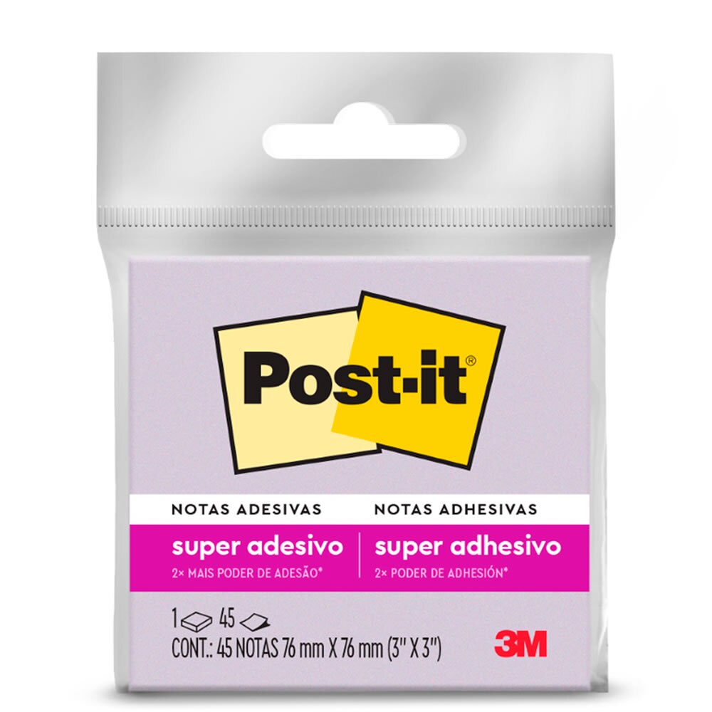 Bloco de Notas Super Adesivas Post-it® Roxo 76mm x 76mm 45 Fls
