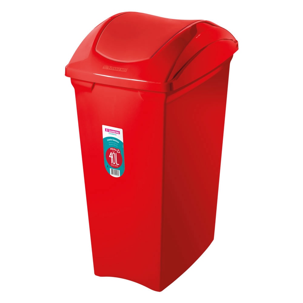 Lixeira Seletiva Vermelha Plástico 40 Litros Sanremo
