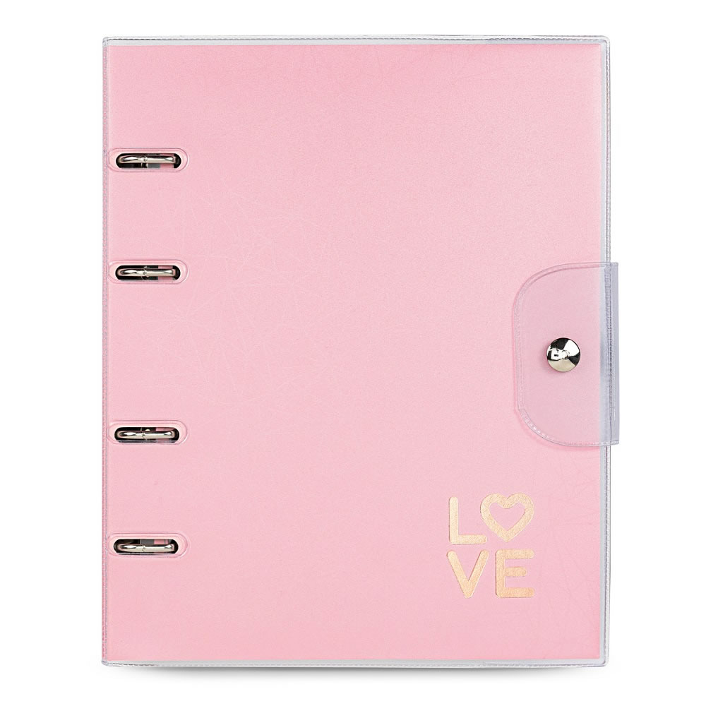 Caderno Argolado Ótima PVC Ultra Pink Stone Geométrico 190 Fls