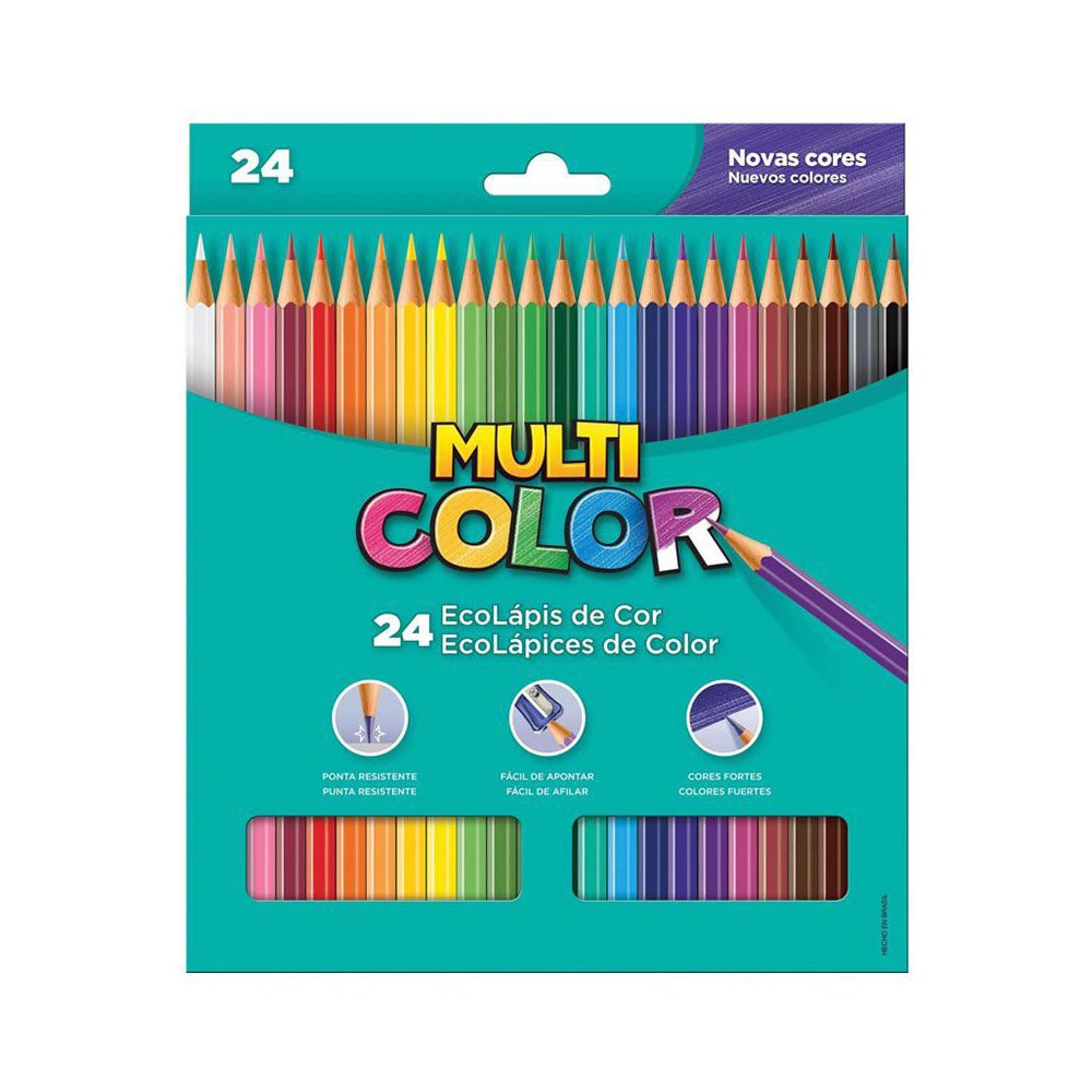Lápis de Cor 24 Cores Super Multicolor