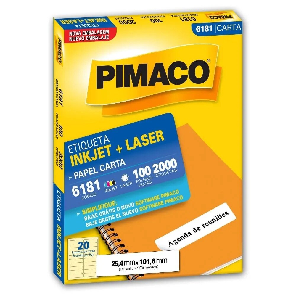 Etiqueta Pimaco Laser 2000 Unidades 25,4X101,60mm 6181