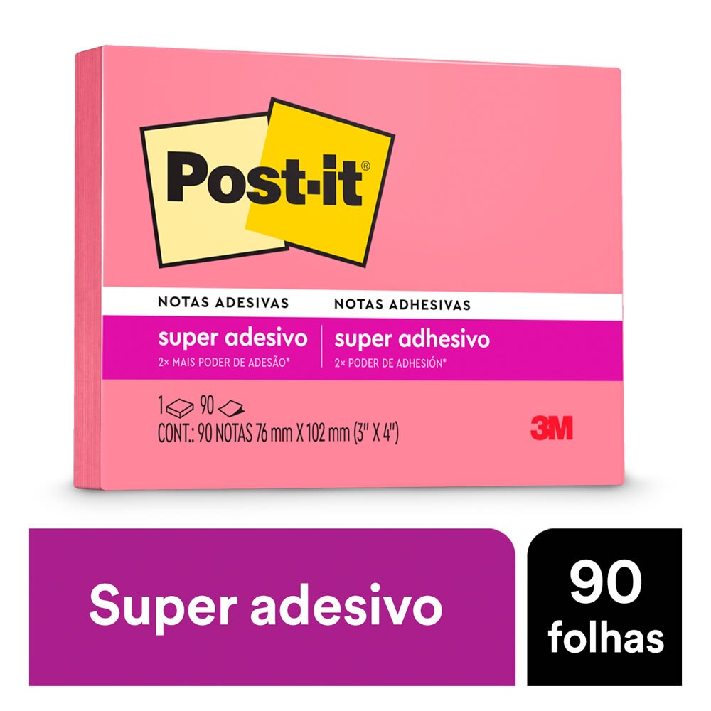 Post-It 3M 76mm X 102mm Rosa Pink 90 Fls